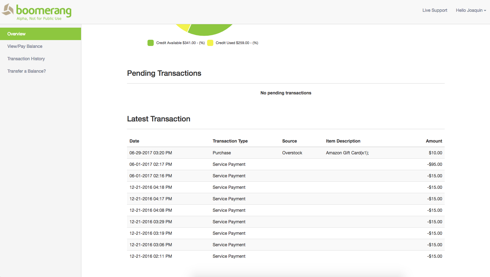 boomerang transactions