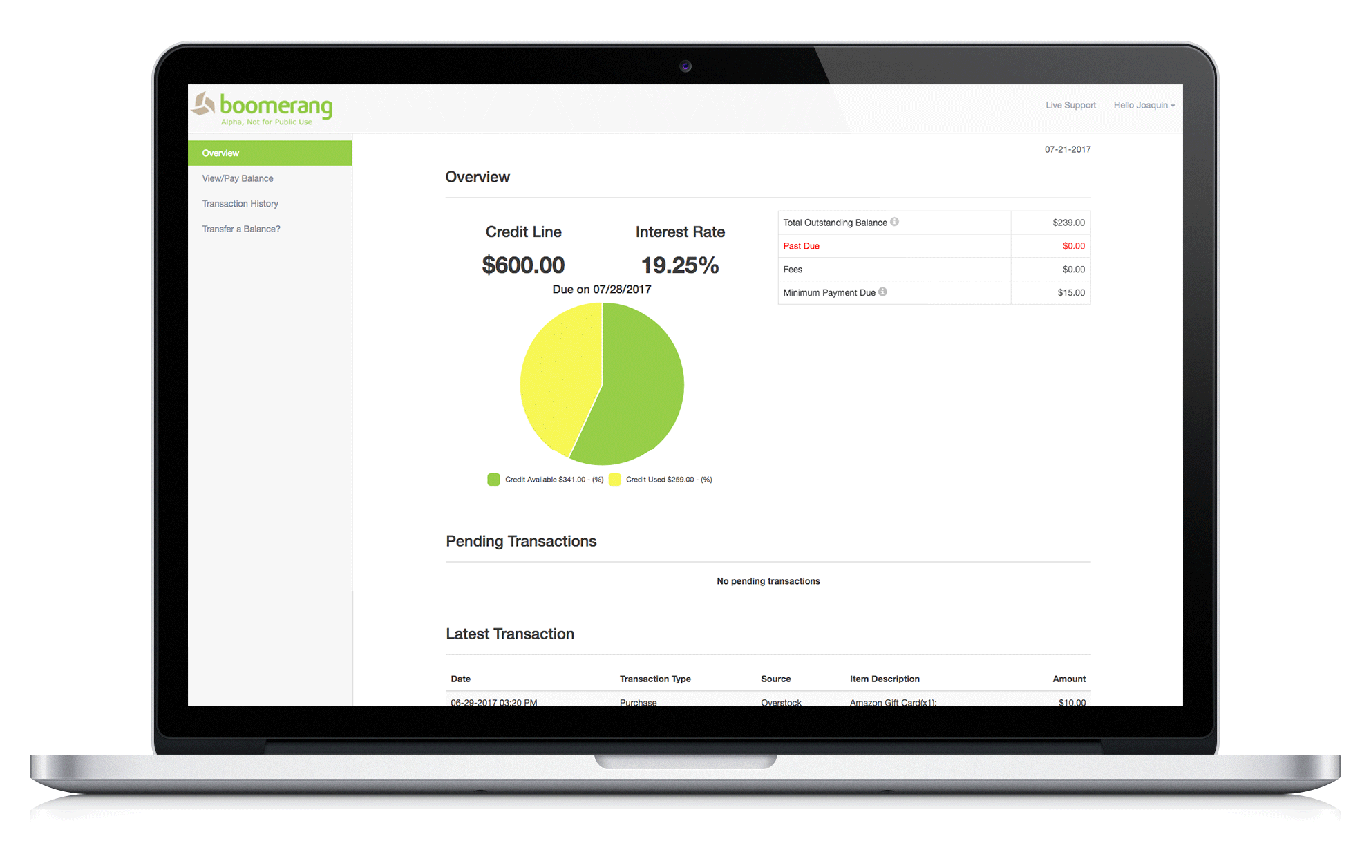 boomerang dashboard